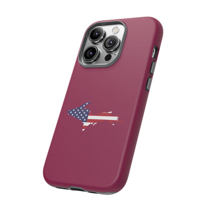 Michigan Upper Peninsula Tough Phone Case (Ruby Red w/ UP USA Flag Outline) | Apple iPhone