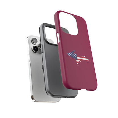 Michigan Upper Peninsula Tough Phone Case (Ruby Red w/ UP USA Flag Outline) | Apple iPhone