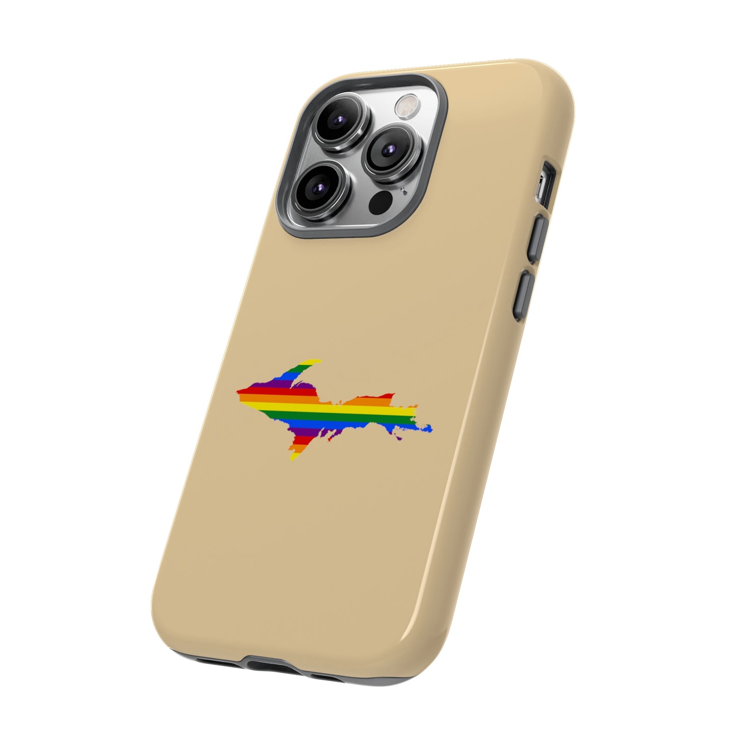 Michigan Upper Peninsula Tough Phone Case (Maple Color w/ UP Pride Flag Outline) | Apple iPhone