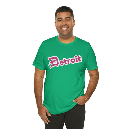 'Detroit' T-Shirt (Apple Blossom Pink w/ Old English 'D') | Unisex Standard