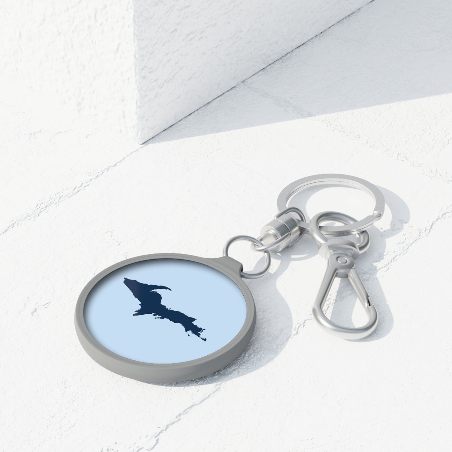 Michigan Upper Peninsula Keyring (w/ Navy UP Outline) | Light Blue