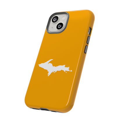 Michigan Upper Peninsula Tough Phone Case (Autumn Birch Leaf Color w/ UP Outline) | Apple iPhone