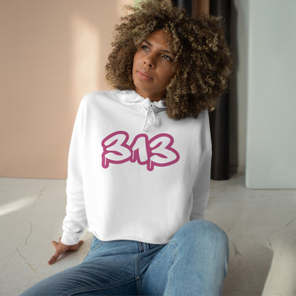 Detroit '313' Cropped Hoodie (Apple Blossom Pink)