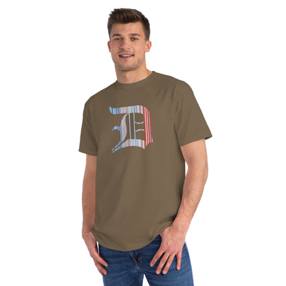 Detroit 'Old English D' T-Shirt (Climate Stripes Edition) | Unisex Organic