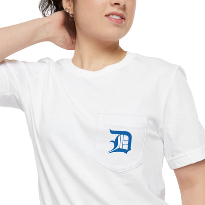 Detroit 'Old English D' Pocket T-Shirt (Azure) | Unisex Standard