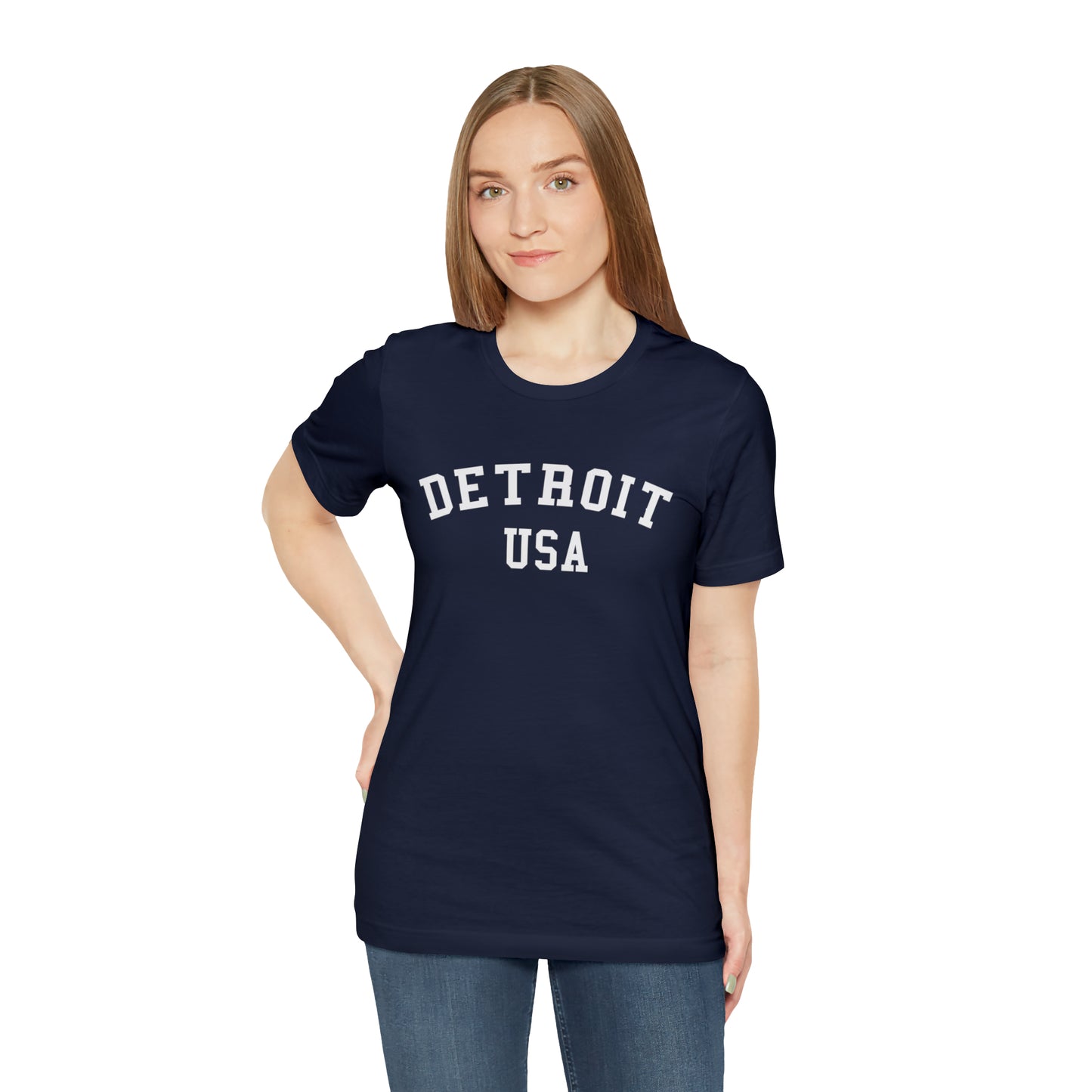 'Detroit USA' T-Shirt (Collegiate Font) | Unisex Standard