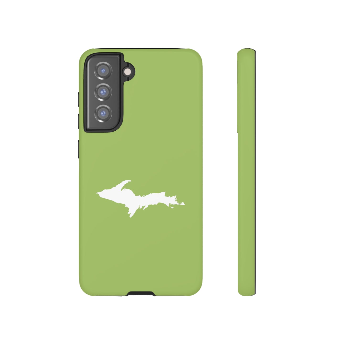 Michigan Upper Peninsula Tough Phone Case (Gooseberry Green w/ UP Outline) | Samsung & Pixel Android