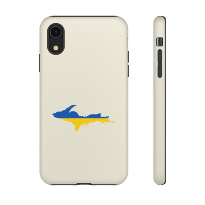 Michigan Upper Peninsula Tough Phone Case (Ivory Color w/ UP Ukraine Flag Outline) | Apple iPhone