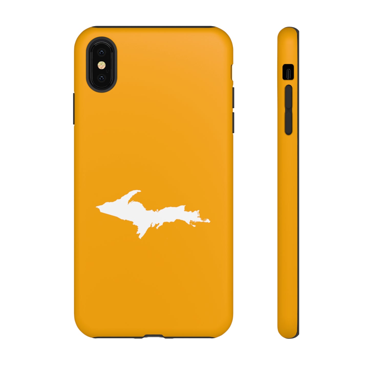 Michigan Upper Peninsula Tough Phone Case (Autumn Birch Leaf Color w/ UP Outline) | Apple iPhone