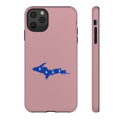 Michigan Upper Peninsula Tough Phone Case (Cherry Blossom Pink w/ UP Quebec Flag Outline) | Apple iPhone