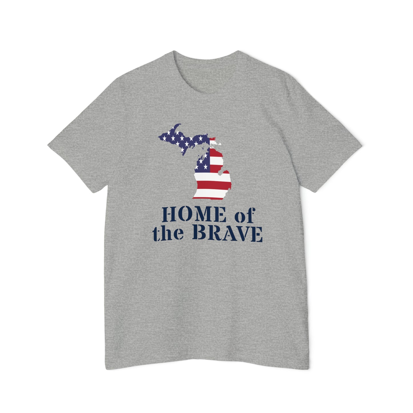 'Home of the Brave' T-Shirt (w/ MI USA Flag) | Made in USA