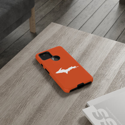 Michigan Upper Peninsula Tough Phone Case (Maple Leaf Orange w/ UP Outline) | Samsung & Pixel Android