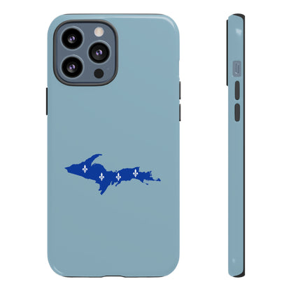 Michigan Upper Peninsula Tough Phone Case (Opal Blue w/ UP Quebec Flag Outline) | Apple iPhone