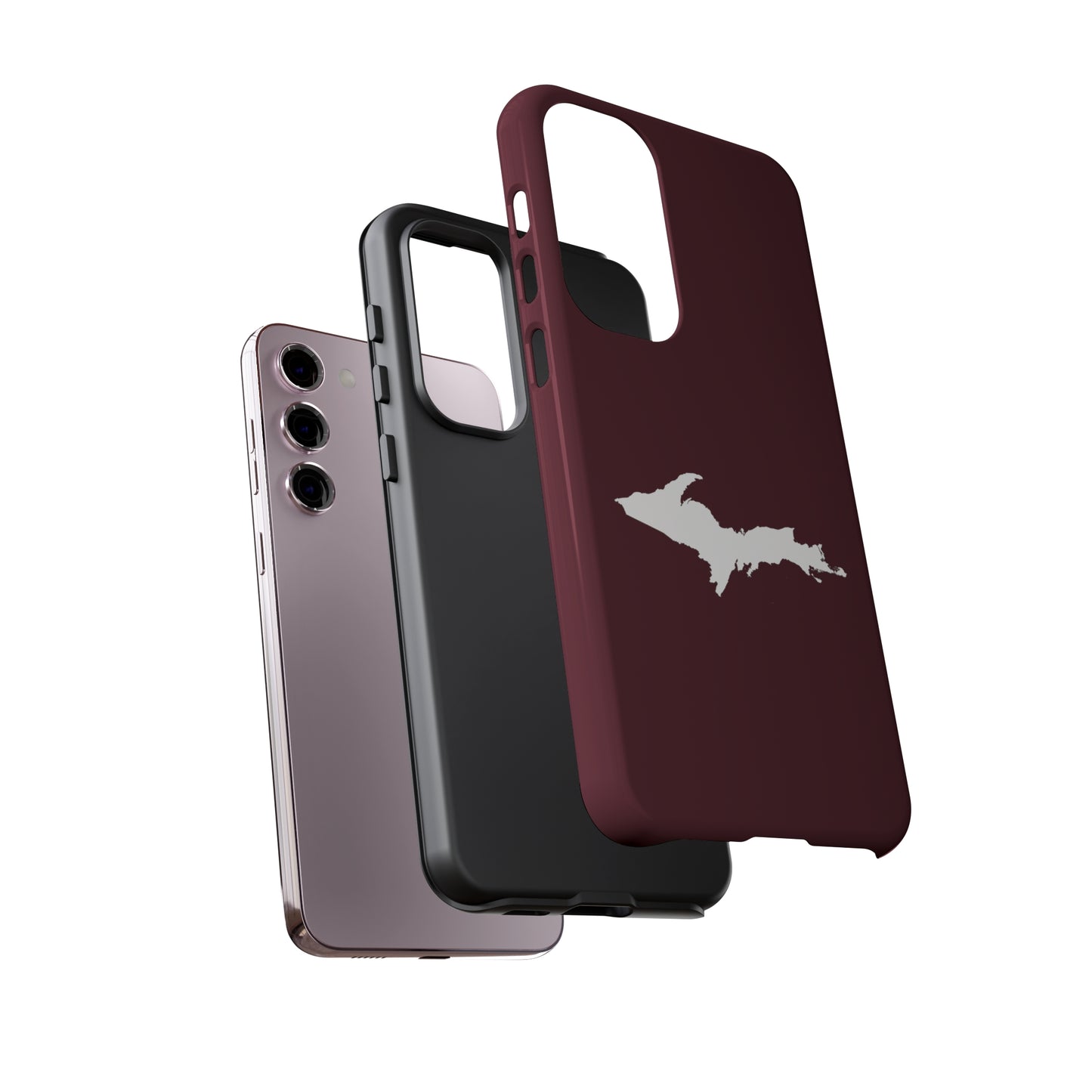 Michigan Upper Peninsula Tough Phone Case (Pinot Red w/ UP Outline) | Samsung & Pixel Android