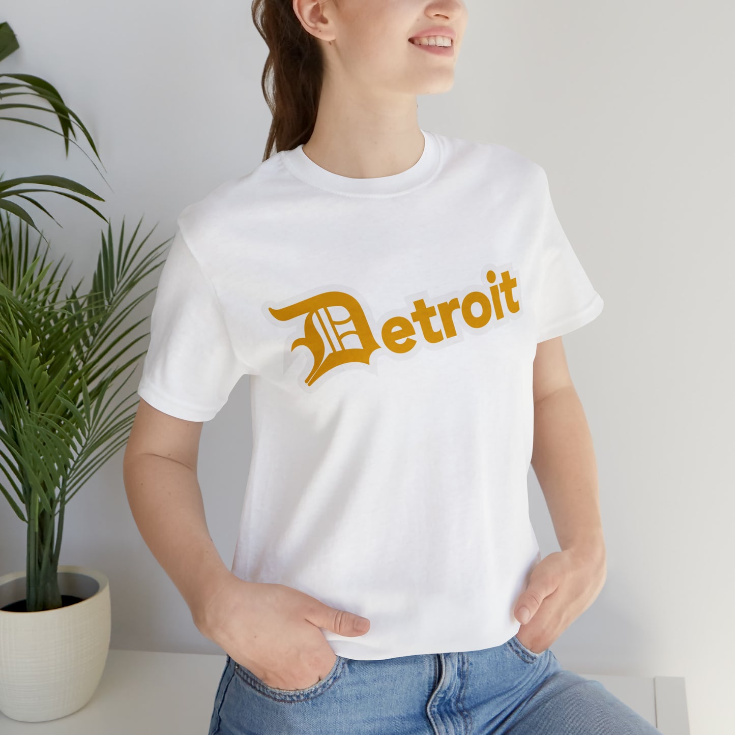 'Detroit' T-Shirt (Gold w/ Old English 'D') | Unisex Standard