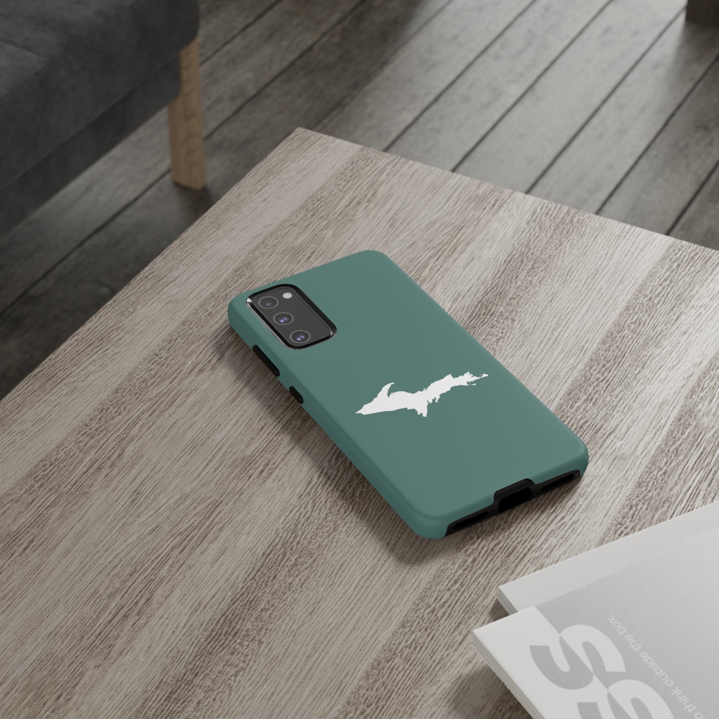 Michigan Upper Peninsula Tough Phone Case (Copper Green w/ UP Outline) | Samsung & Pixel Android