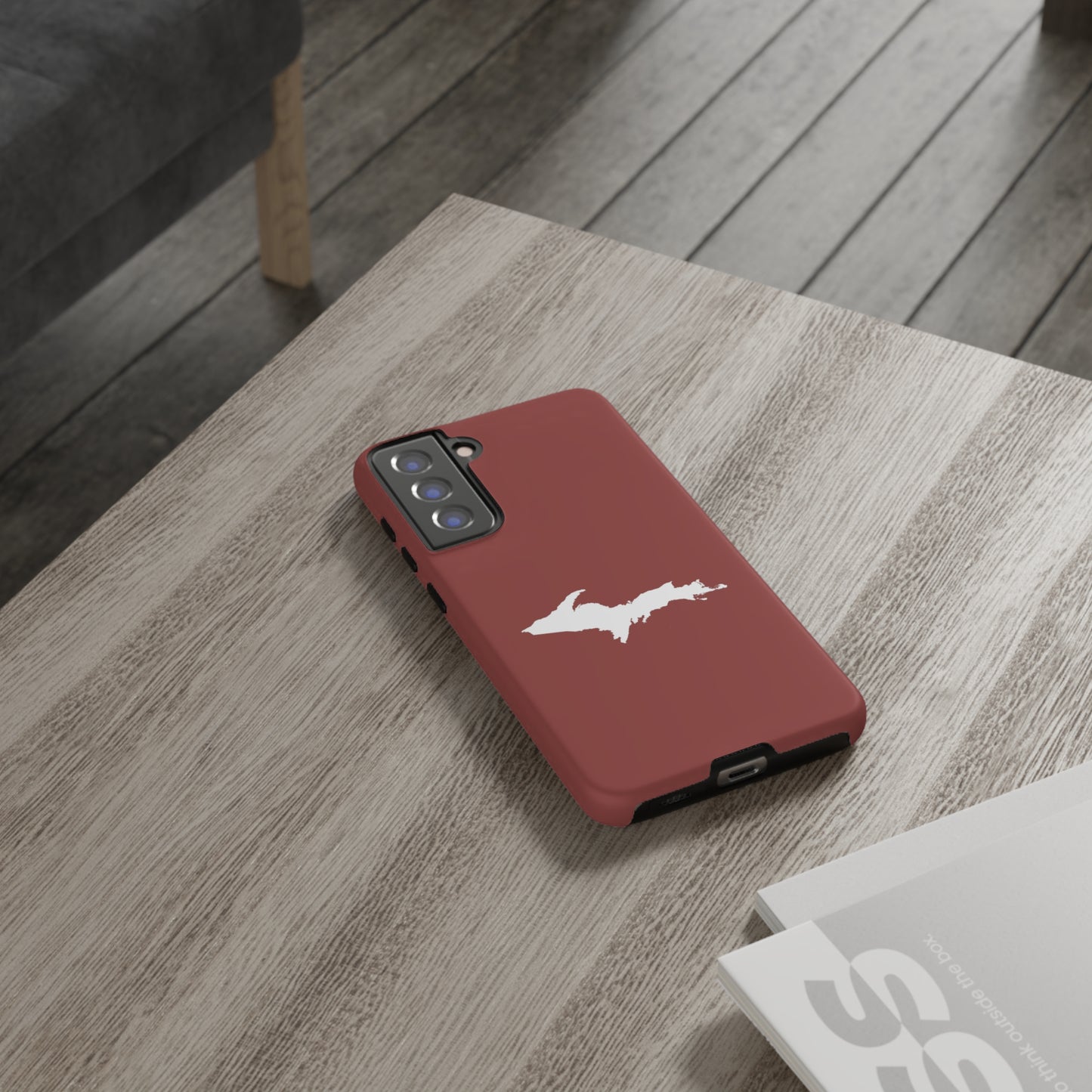 Michigan Upper Peninsula Tough Phone Case (Ore Dock Red w/ UP Outline) | Samsung & Pixel Android