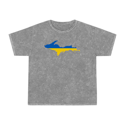 Michigan Upper Peninsula T-Shirt (w/ UP Ukraine Flag) | Unisex Mineral Wash