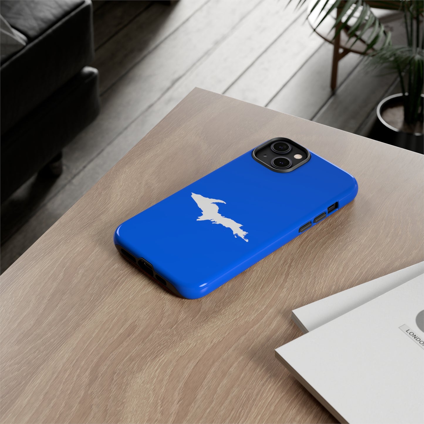 Michigan Upper Peninsula Tough Phone Case (Motor Town Blue w/ UP Outline) | Apple iPhone