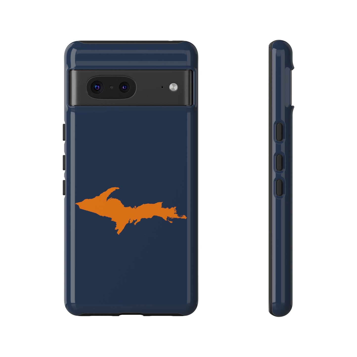 Michigan Upper Peninsula Tough Phone Case (Navy w/ Orange UP Outline) | Samsung & Pixel Android