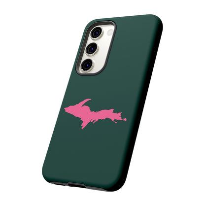 Michigan Upper Peninsula Tough Phone Case (Green w/ Pink UP Outline) | Samsung & Pixel Android