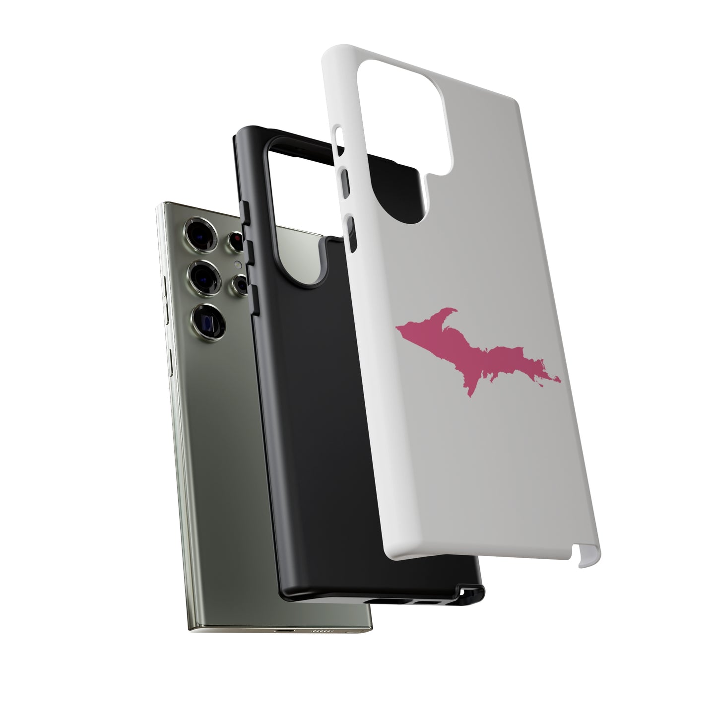 Michigan Upper Peninsula Tough Phone Case (w/ Pink UP Flag Outline) | Samsung & Pixel Android