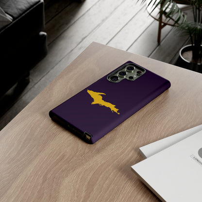 Michigan Upper Peninsula Tough Phone Case (Blackcurrant w/ Gold UP Outline) | Samsung & Pixel Android