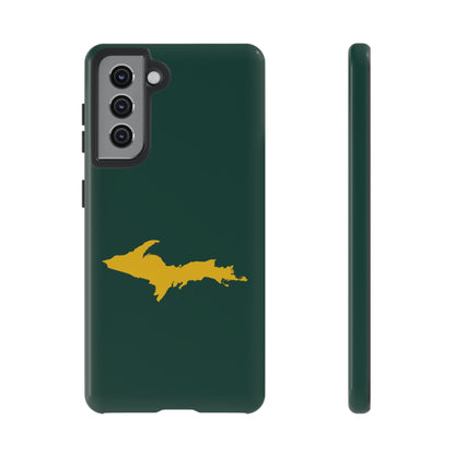 Michigan Upper Peninsula Tough Phone Case (Green w/ Gold UP Outline) | Samsung & Pixel Android