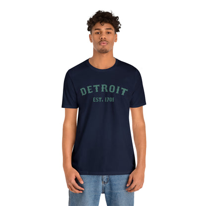 'Detroit EST. 1701' T-Shirt (Copper Green Ballpark Font) | Unisex Standard