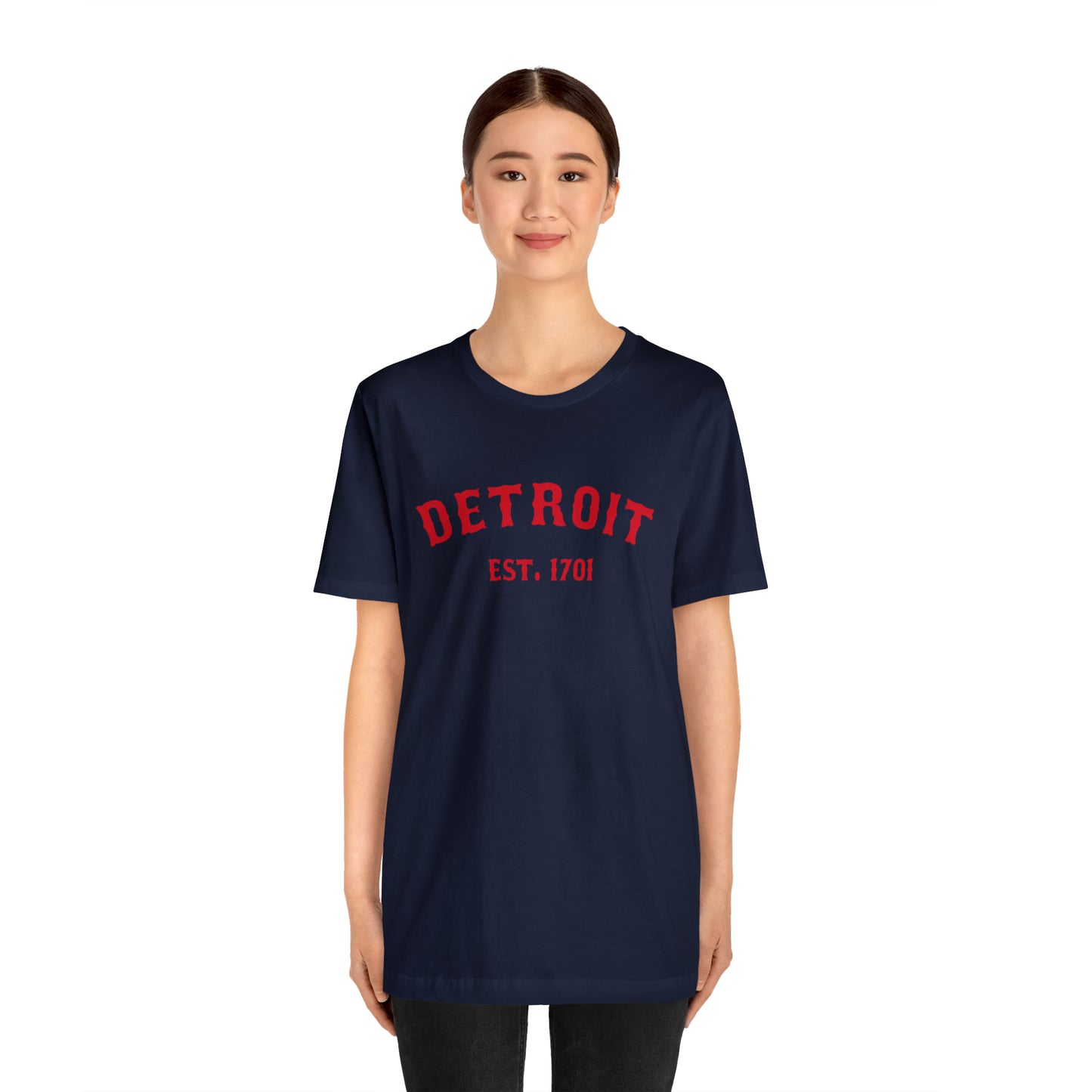 'Detroit EST. 1701' T-Shirt (Aliform Red Ballpark Font) | Unisex Standard