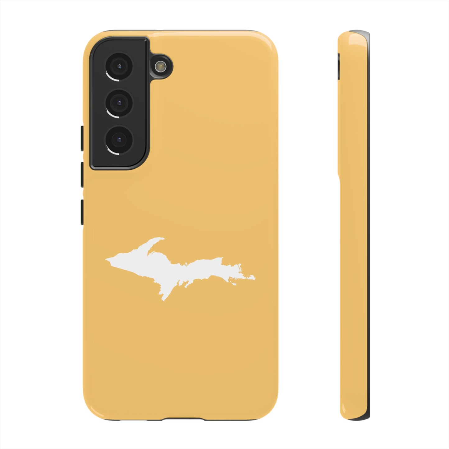 Michigan Upper Peninsula Tough Phone Case (Citrine Color w/ UP Outline) | Samsung & Pixel Android