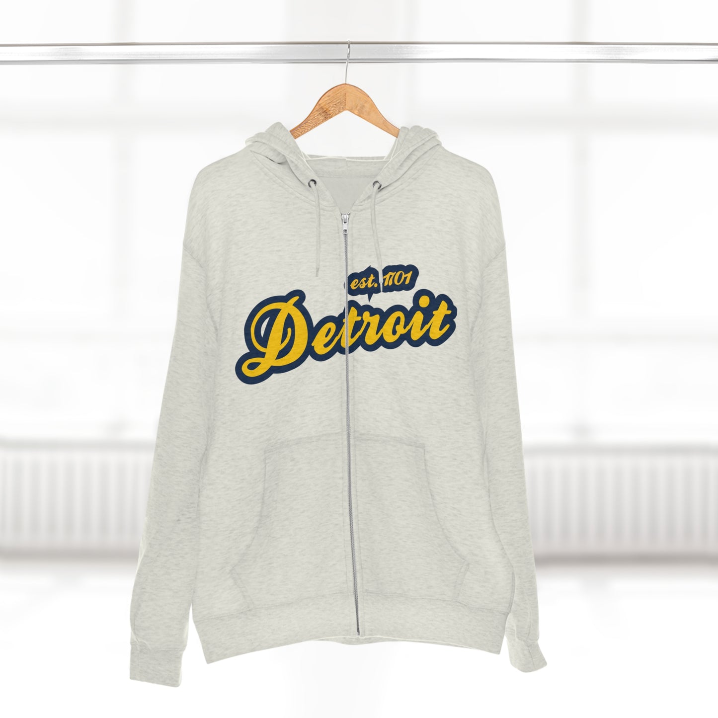 Detroit EST 1701' Hoodie (Gold/Navy Script Font) | Unisex Full Zip