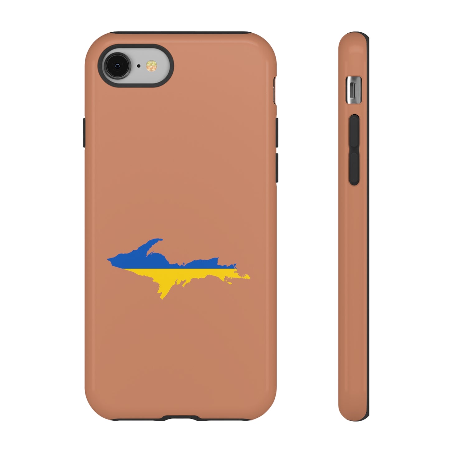 Michigan Upper Peninsula Tough Phone Case (Copper Color w/ UP Ukraine Flag Outline) | Apple iPhone