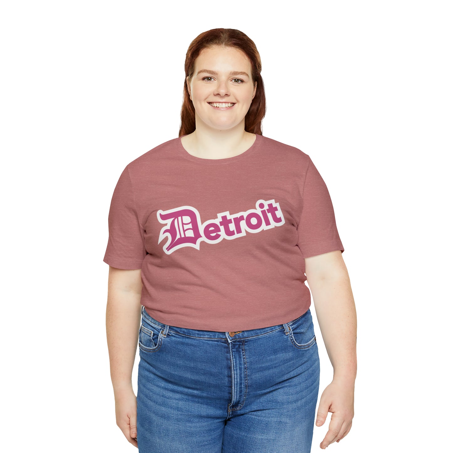 'Detroit' T-Shirt (Apple Blossom Pink w/ Old English 'D') | Unisex Standard