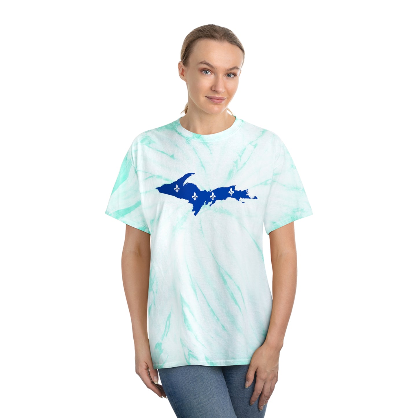 Michigan Upper Peninsula Tie-Dye T-Shirt (w/ UP Quebec Flag) | Unisex Cyclone