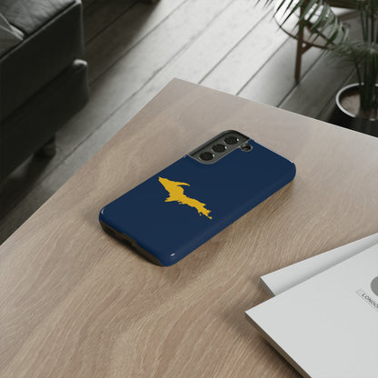 Michigan Upper Peninsula Tough Phone Case (Navy w/ Gold UP Outline) | Samsung & Pixel Android