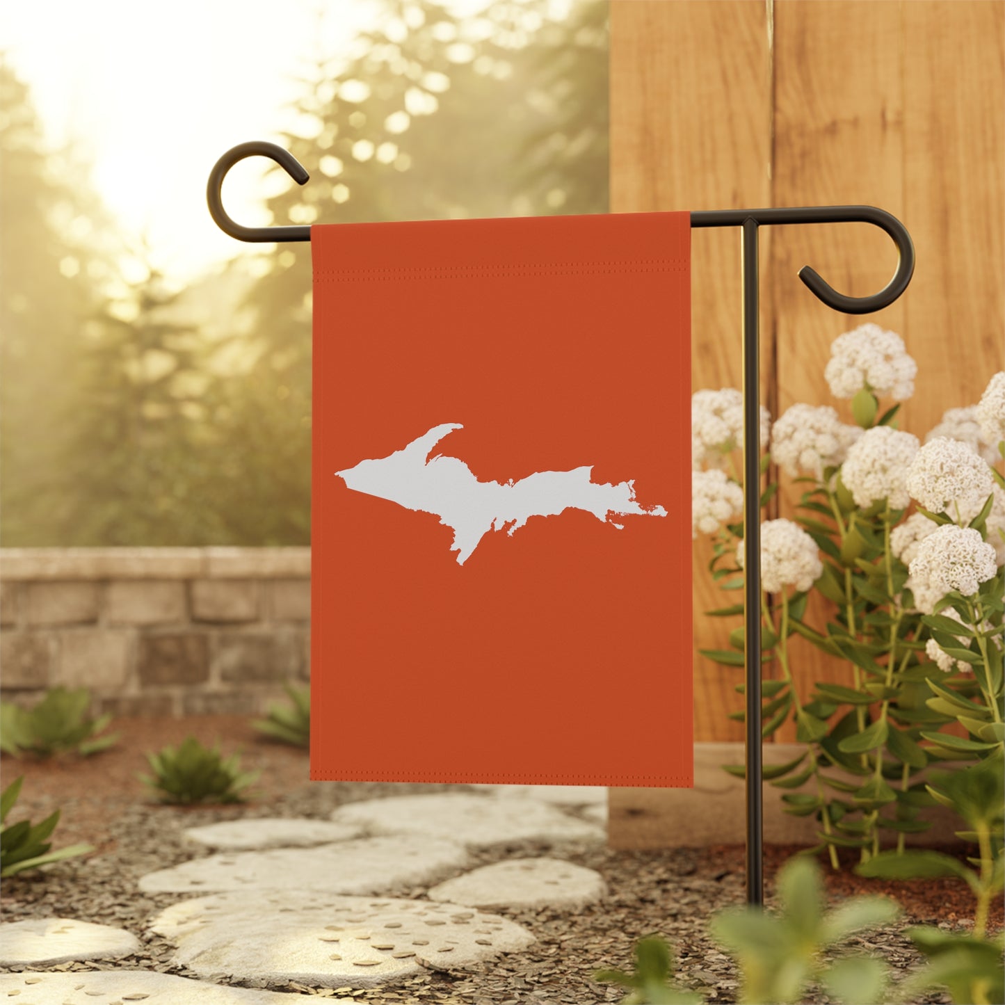 Michigan Upper Peninsula Home & Garden Flag (w/ UP Outline) | Maple Leaf Orange