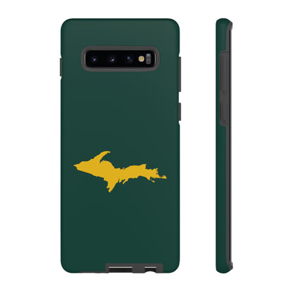 Michigan Upper Peninsula Tough Phone Case (Green w/ Gold UP Outline) | Samsung & Pixel Android