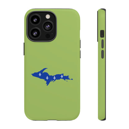 Michigan Upper Peninsula Tough Phone Case (Gooseberry Green w/ UP Quebec Flag Outline) | Apple iPhone