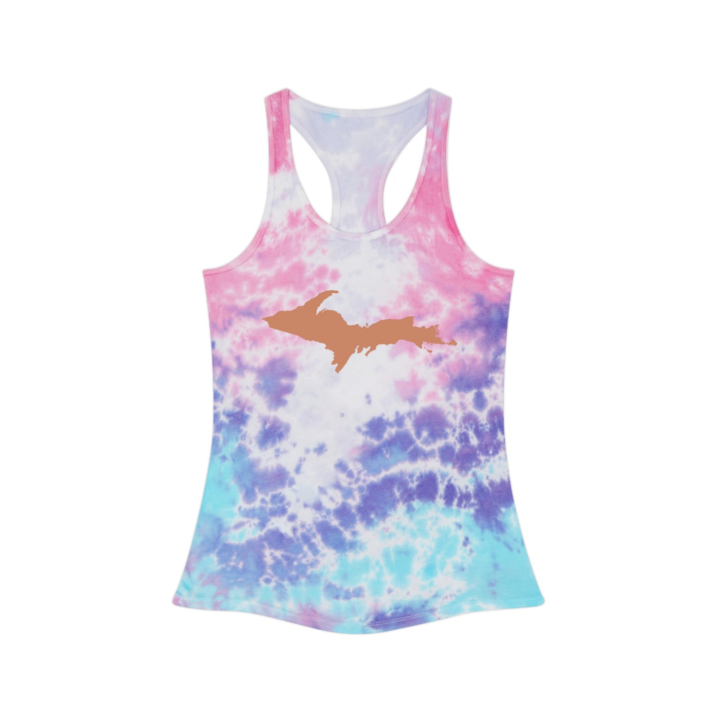 Michigan Upper Peninsula Tank Top (w/ Copper UP Outline) | Tie-Dye Racerback