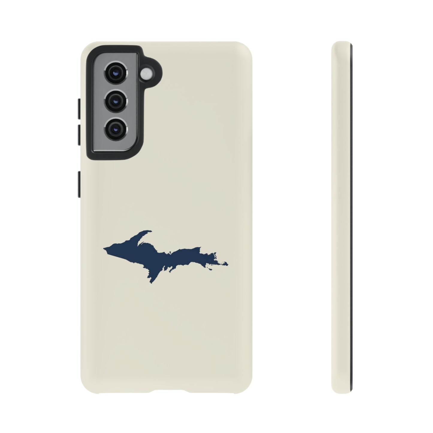 Michigan Upper Peninsula Tough Phone Case (Ivory w/ Navy UP Outline) | Samsung & Pixel Android