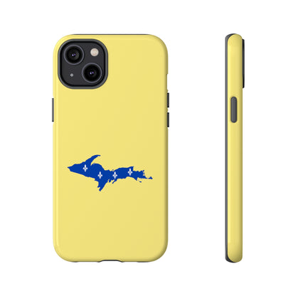 Michigan Upper Peninsula Tough Phone Case (Yellow Cherry Color w/ UP Quebec Flag Outline) | Apple iPhone