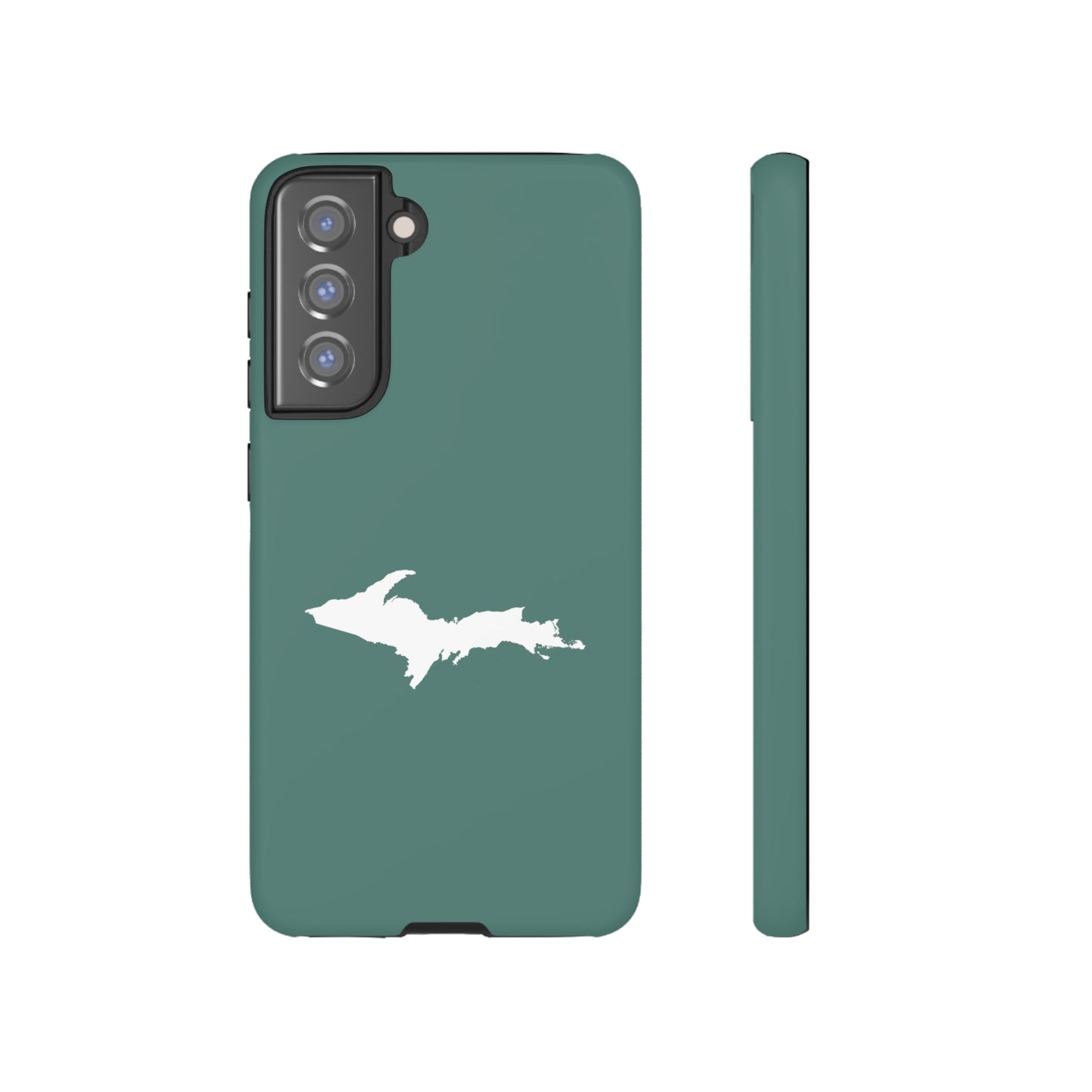 Michigan Upper Peninsula Tough Phone Case (Copper Green w/ UP Outline) | Samsung & Pixel Android