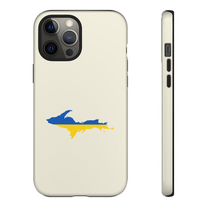 Michigan Upper Peninsula Tough Phone Case (Ivory Color w/ UP Ukraine Flag Outline) | Apple iPhone