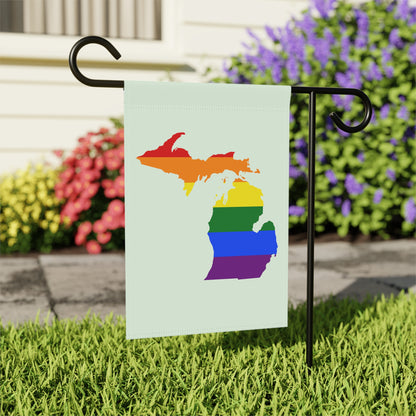 Michigan Rainbow Pride Home & Garden Flag (w/ MI Outline) | Dew Green