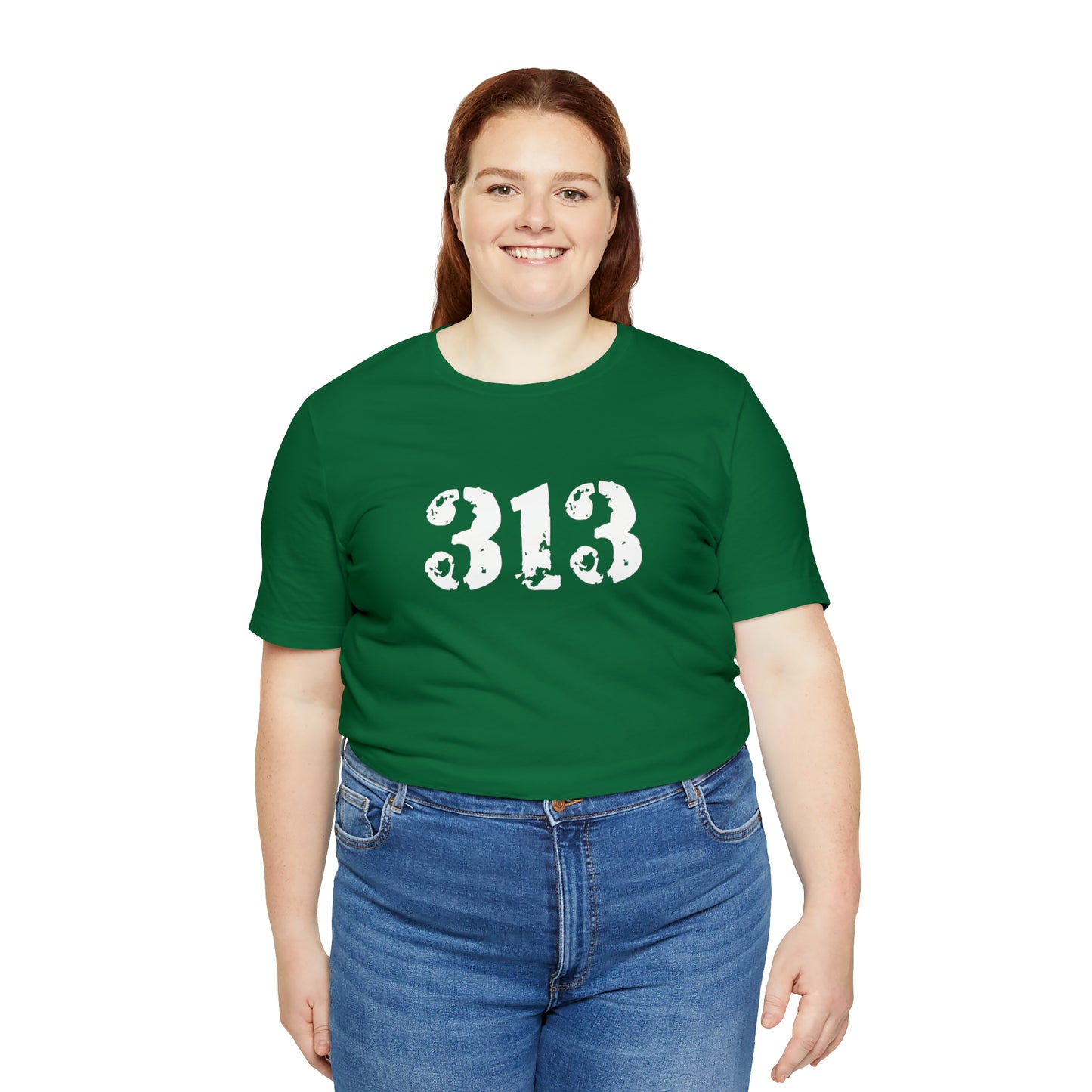 Detroit '313' T-Shirt (Distressed Stencil Font) | Unisex Standard Fit