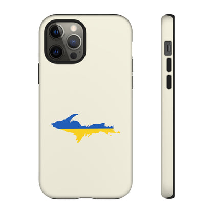 Michigan Upper Peninsula Tough Phone Case (Ivory Color w/ UP Ukraine Flag Outline) | Apple iPhone