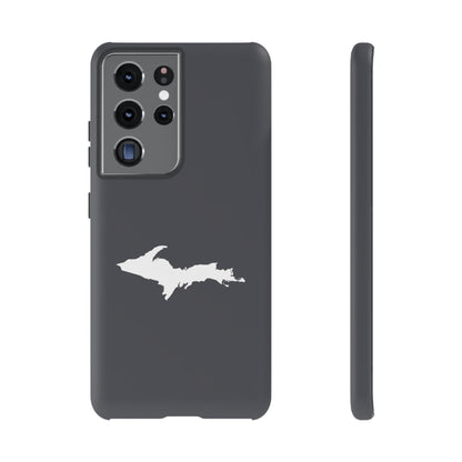 Michigan Upper Peninsula Tough Phone Case (Iron Ore Grey w/ UP Outline) | Samsung & Pixel Android