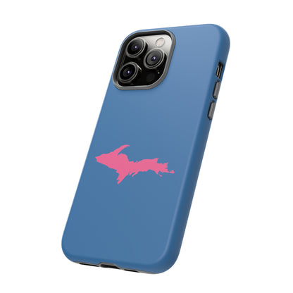 Michigan Upper Peninsula Tough Phone Case (Lake Superior Blue w/ Pink UP Outline) | Apple iPhone