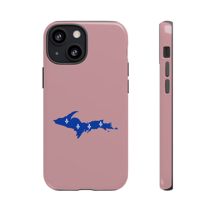 Michigan Upper Peninsula Tough Phone Case (Cherry Blossom Pink w/ UP Quebec Flag Outline) | Apple iPhone